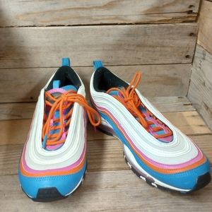 Nike Air Max 97 Multicolor White Blue Orange Active CW6992-100 Size 9.5.